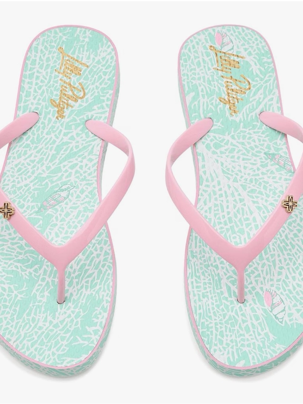 Lilly Pulitzer Pink Strap Sandals with Mint Patterned Footbed